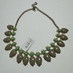 J. Crew Green and Gold Teardrop Necklace